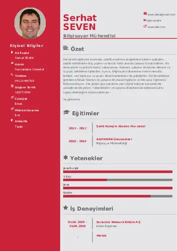 Bilgisayar Mühendisi CV Örnekleri cv indir